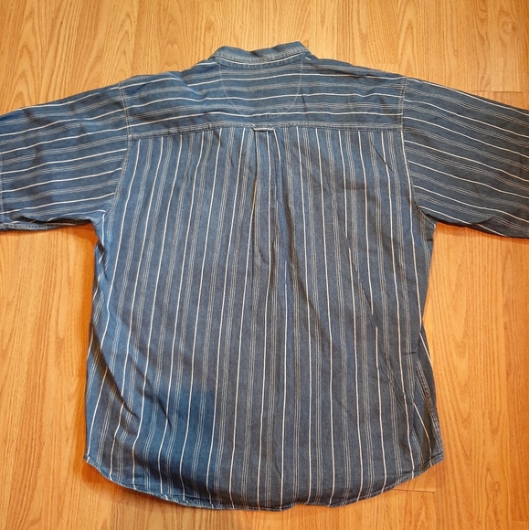 Coliseum Jeans Denim Striped Short Sleeve Button Shirt - Picture 5 of 5